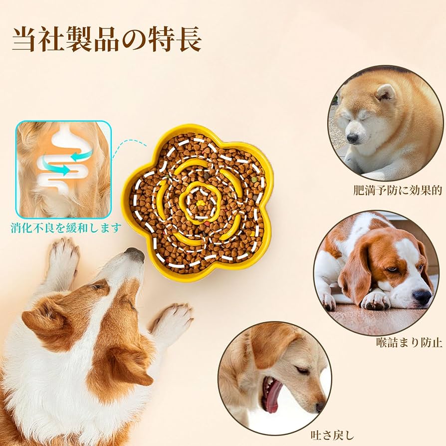未使用　ペット用スローフィーダー セラミックと防水ボウルセット Amazon | 【早食い防止】 ペット用セラミックスローフィーダー